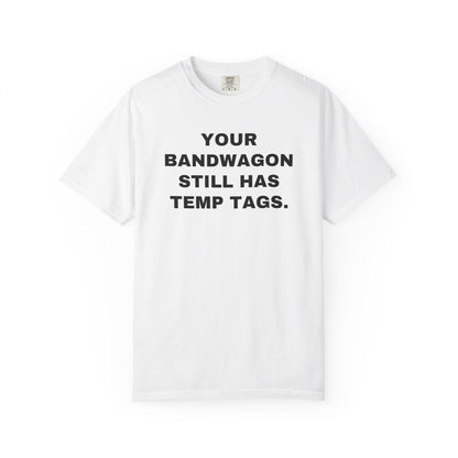 Detroit fans PAB rivalry tee — White front. Your Bandwagon Still Has Temp Tags.
