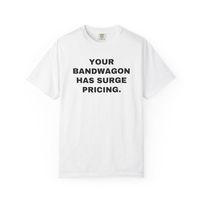 Kansas City fans PAB rivalry tee — White front. Your Bandwagon Has Surge Pricing.