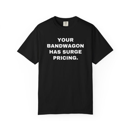 Kansas City fans PAB rivalry tee — Black front. Your Bandwagon Has Surge Pricing.