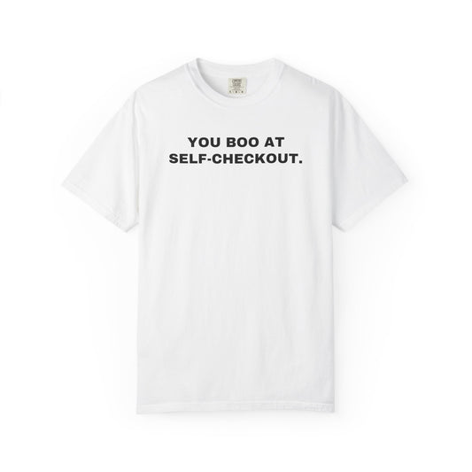 Philadelphia fans PAB rivalry tee — White front. You Boo at Self-Checkout.